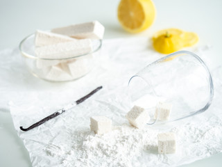 vanilla marshmallow slices with lemon