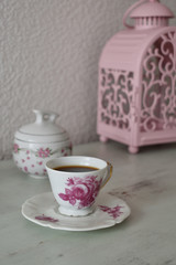 Coffee in vintage porcelain cups