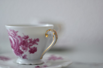 Coffee in vintage porcelain cups