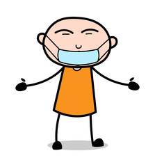 Open Hands with Mask on Face - Cartoon thief criminal Guy Vector Illustration