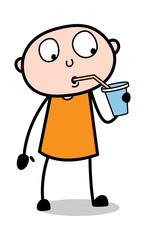 Drinking Energy Water - Cartoon thief criminal Guy Vector Illustration