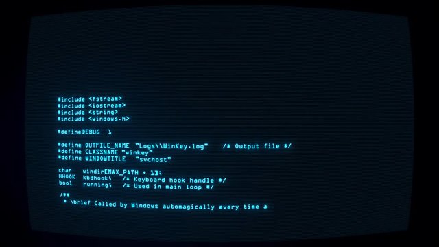 Blue  Keylogger Code on Screen Graphic Element Background