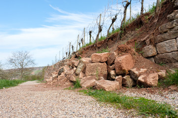 Steine Mauer Schaden Beschädigung Weinberg