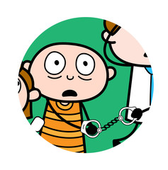 Surprised Thief with Handcuffs - Cartoon thief criminal Guy Vector Illustration