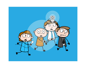 Media Taking an Interview of Captive - Cartoon thief criminal Guy Vector Illustration