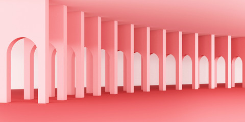 3d rendering arc rhythm in pink color tone.