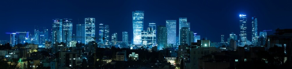 Tel Aviv Panorama At Night,  Tel Aviv Skyline at Night,  Israel
