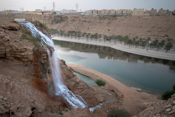 Wadi Namar waterfall in Riyadh, Saudi Arabia