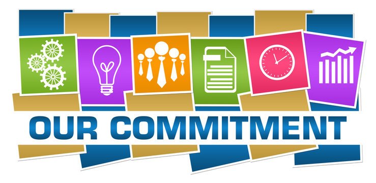 Our Commitment Business Symbols Colorful Horizontal Boxes 