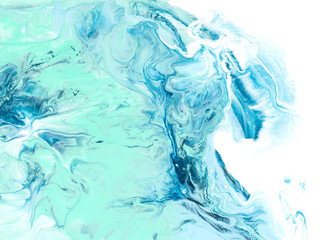 Blue and green creative abstract hand painted background, marble texture, abstract ocean