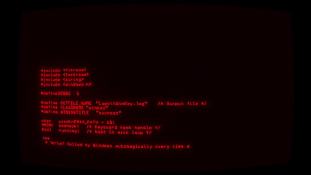 Red Keylogger Code on Screen Graphic Element Background