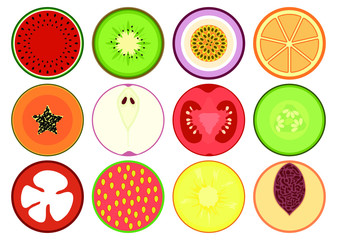 Set of different illustration of  fruits and vegetables