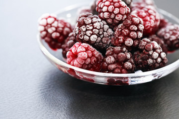 Frozen Black Berry On Saucer