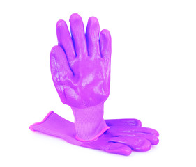 purple gloves on white background