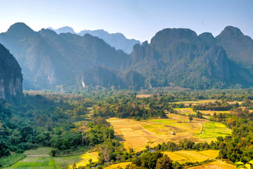 Scenic mountains surrounding Vang Vieng