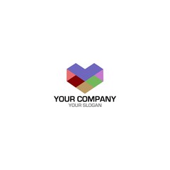 Diamond Love Colorfull Logo Design Vector