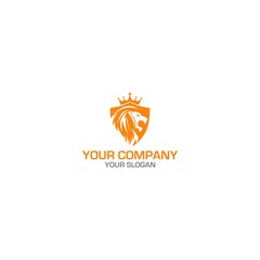 King Lion Shield Logo Design Vector