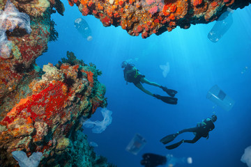 Concept of global problem with plastic rubbish