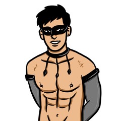 Fototapeta premium Cartoon sexy man on white background