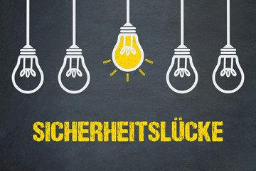 Sicherheitslücke / Tafel mit Glühbirnen