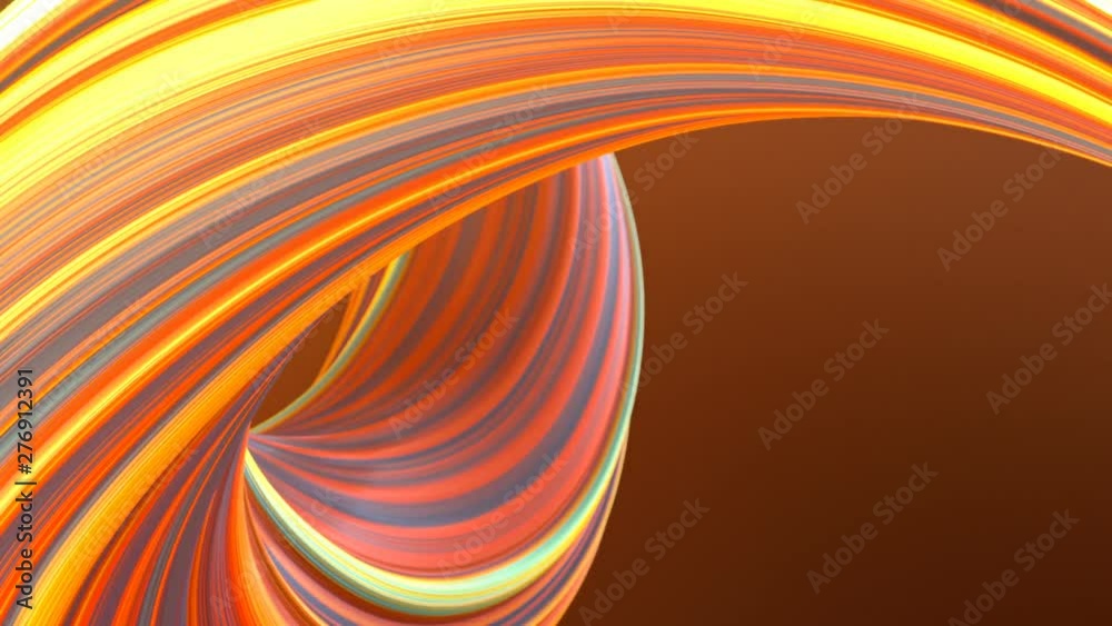 Aufkleber Red and orange colored twisted shape motion graphics background. Computer generated abstract geometric 3D render loop animation. HD resolution.