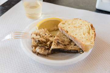 Grilled Swordfish with bread