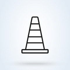 Traffic cone Safety outline art. Simple modern icon design illustration.