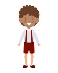 student boy standing smiling on white background