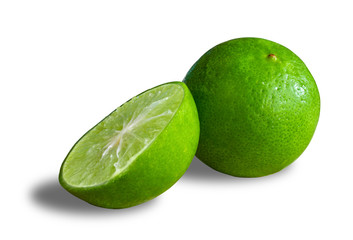 fresh lemon and half cut isolated on a white background