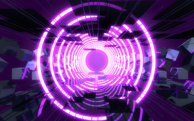 3d abstract space portal construction background. 3d illustration