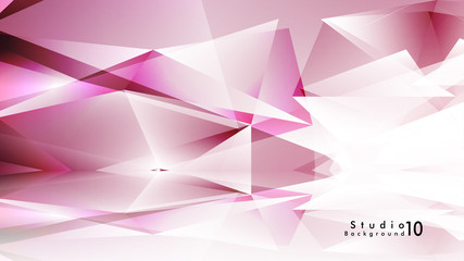 Vector studio background. abstract triangles with colorful gradients and background mirrors.