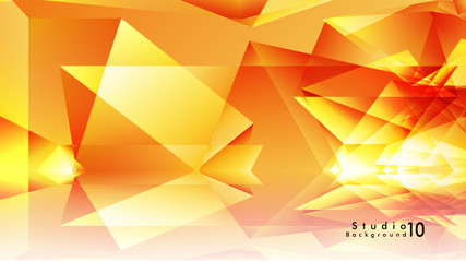 Vector studio background. abstract triangles with colorful gradients and background mirrors.