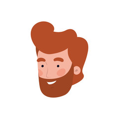 head of young man smiling on white background