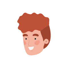 head of young man smiling on white background