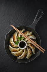 Gyoza dumplings, traditional asian food 