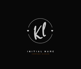 Fototapeta premium K L KL Beauty vector initial logo, handwriting logo of initial signature, wedding, fashion, jewerly, boutique, floral and botanical with creative template for any company or business.