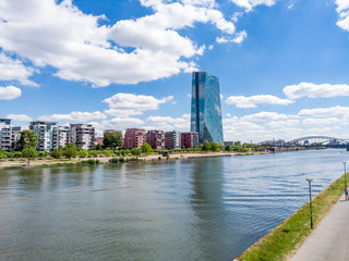 Obraz premium Frankfurt am Main Skyline with Banks EZB European Central Bank , July 2019