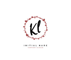 K L KL Beauty vector initial logo, handwriting logo of initial signature, wedding, fashion, jewerly, boutique, floral and botanical with creative template for any company or business.