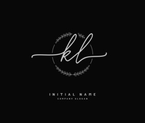 K L KL Beauty vector initial logo, handwriting logo of initial signature, wedding, fashion, jewerly, boutique, floral and botanical with creative template for any company or business.