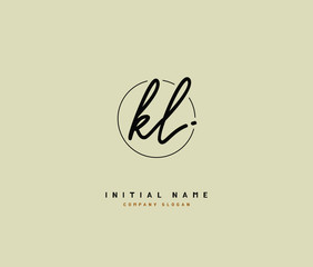 K L KL Beauty vector initial logo, handwriting logo of initial signature, wedding, fashion, jewerly, boutique, floral and botanical with creative template for any company or business.