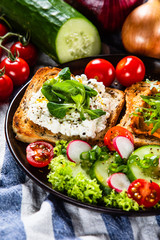 Breakfast - sandwiches with vegetable salad