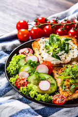 Breakfast - sandwiches with vegetable salad