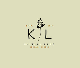 K L KL Beauty vector initial logo, handwriting logo of initial signature, wedding, fashion, jewerly, boutique, floral and botanical with creative template for any company or business.