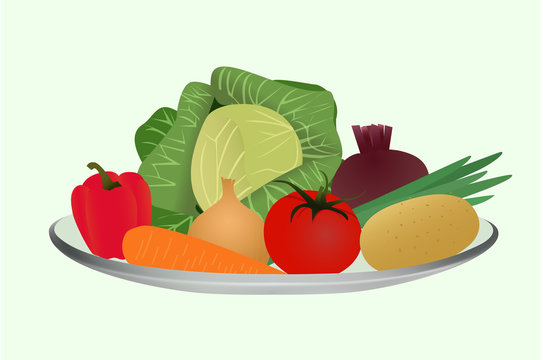 vegetables for cooking soup, a set of vegetables on a plate