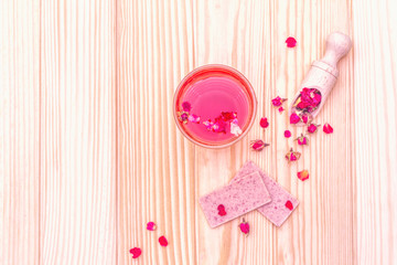 Summer refreshment tea from rose flowers