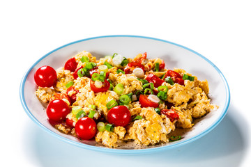 Breakfast - scrambled eggs with vegetables