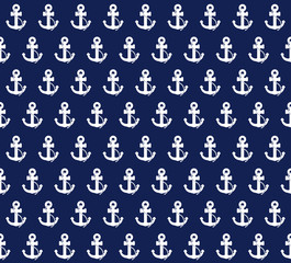 Anchor pattern, nautical marine blue background seamless design.