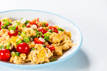 Breakfast - scrambled eggs with vegetables