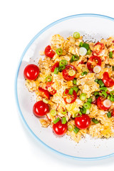 Breakfast - scrambled eggs with vegetables