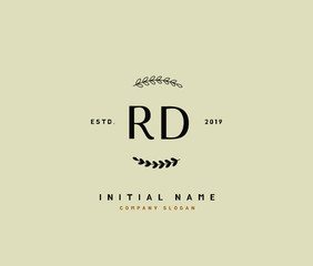 R D RD Beauty vector initial logo, handwriting logo of initial signature, wedding, fashion, jewerly, boutique, floral and botanical with creative template for any company or business.